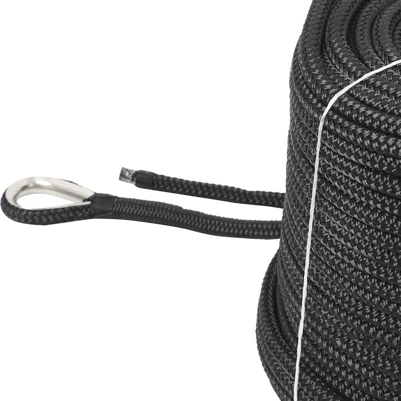 NovelBee 3/8" x 200' Double Braid Nylon Anchor Line with Stainless Steel Thimble (Black) - Image 5